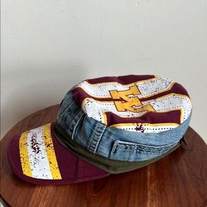 Minnesota One of a kind Maroon and Denim up cycled baseball cap